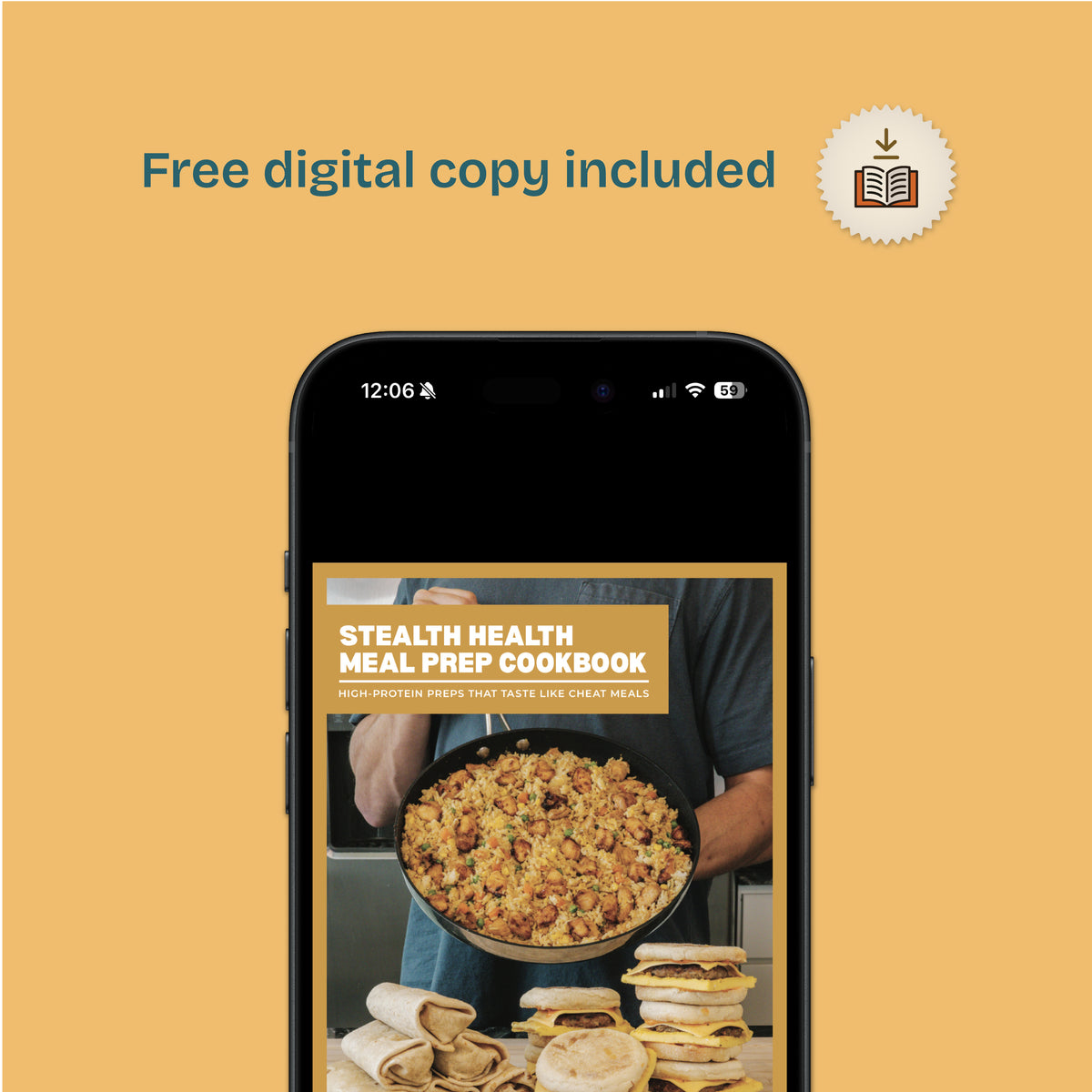 The Meal Prep Cookbook hardcover comes with digital copies included